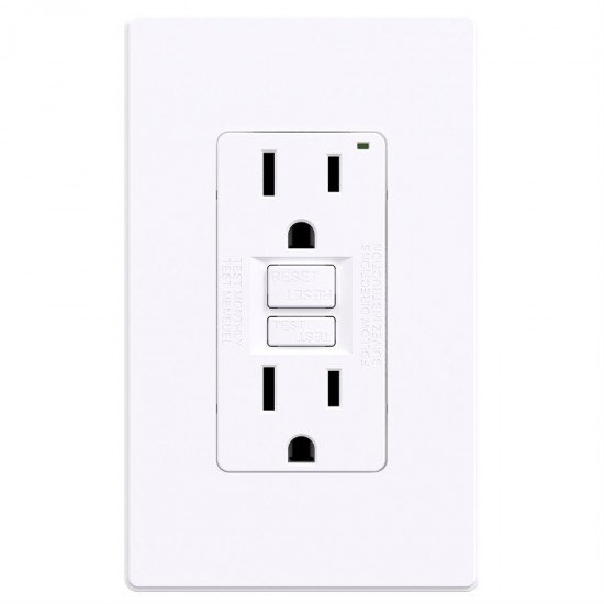 Decora 15-Amp GFCI Receptacle with Wall Plate White Decora 15-Amp GFCI Receptacle with Wall Plate White