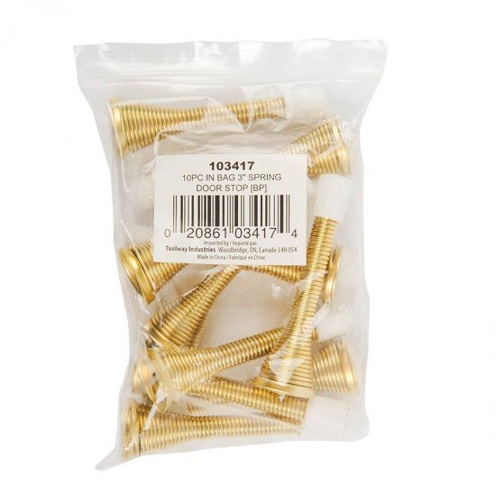 10PC Spring Door Stops 3in Brass Plated 10PC Spring Door Stops 3in Brass Plated