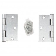 2PC Door Hinge 3in x 3in x 2mm Square Corner Brushed Stainless Steel