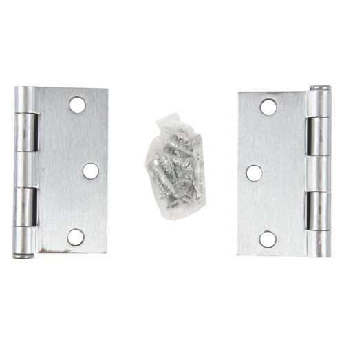 2PC Door Hinge 3in x 3in x 2mm Square Corner Brushed Stainless Steel