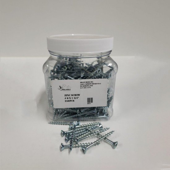 Zinc Screw 6 x 1¾" - 250 Pcs Zinc Screw 6 x 1¾" - 250 Pcs