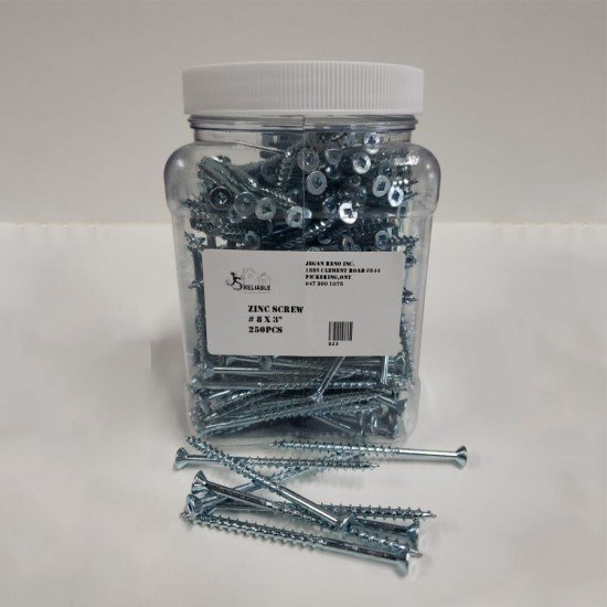 Zinc Screw 8 x 3" - 250 Pcs Zinc Screw 8 x 3" - 250 Pcs