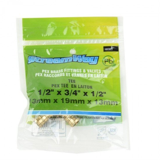 Brass Pex Tee ½in Barb x ¾in Barb x ½in Barb Brass Pex Tee ½in Barb x ¾in Barb x ½in Barb