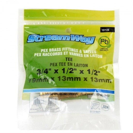 Brass Pex Tee ¾in Barb x ½in Barb x ½in Barb Brass Pex Tee ¾in Barb x ½in Barb x ½in Barb