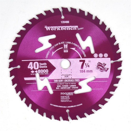Blade 7¼in 40T Thin Kerf Carbide Tipped Blade 7¼in 40T Thin Kerf Carbide Tipped